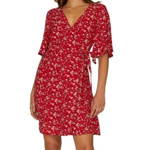 Sanctuary red blossom cross over dress